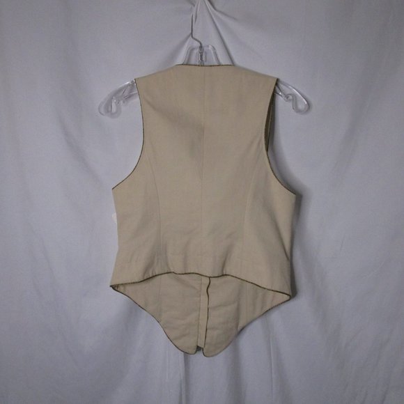 RACHEL ROY Fitted Vest Asymmetric Hem Lace Metallic Rope Beige Cotton Size 4 - Picture 8 of 9